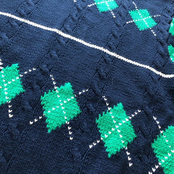 Vintage Polo Ralph Lauren Hand Knit 3D Cable Knit Argle Golf Sweater Size XL - Picture 7 of 11